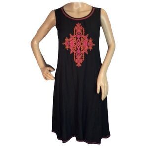 Global Desi Shift Dress Applique Print Boho